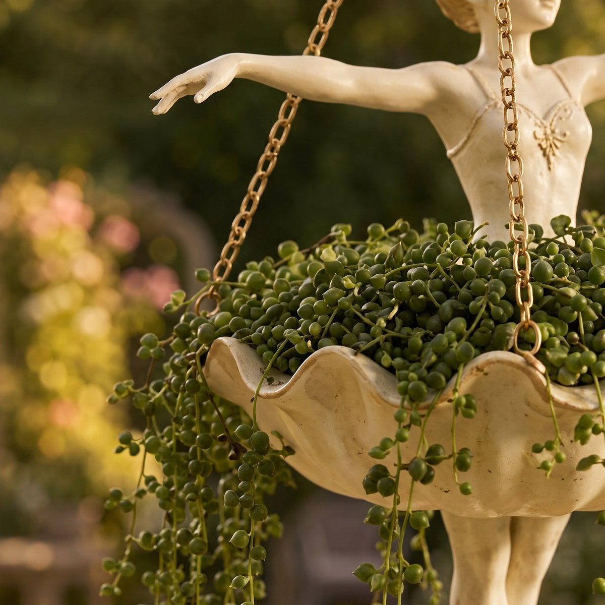 Garden Sculpture of a Ballerina Planter for Hanging Display