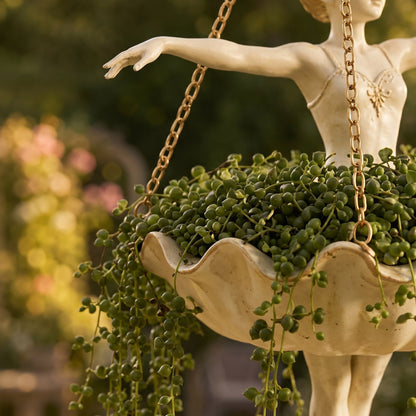 Garden Sculpture of a Ballerina Planter for Hanging Display