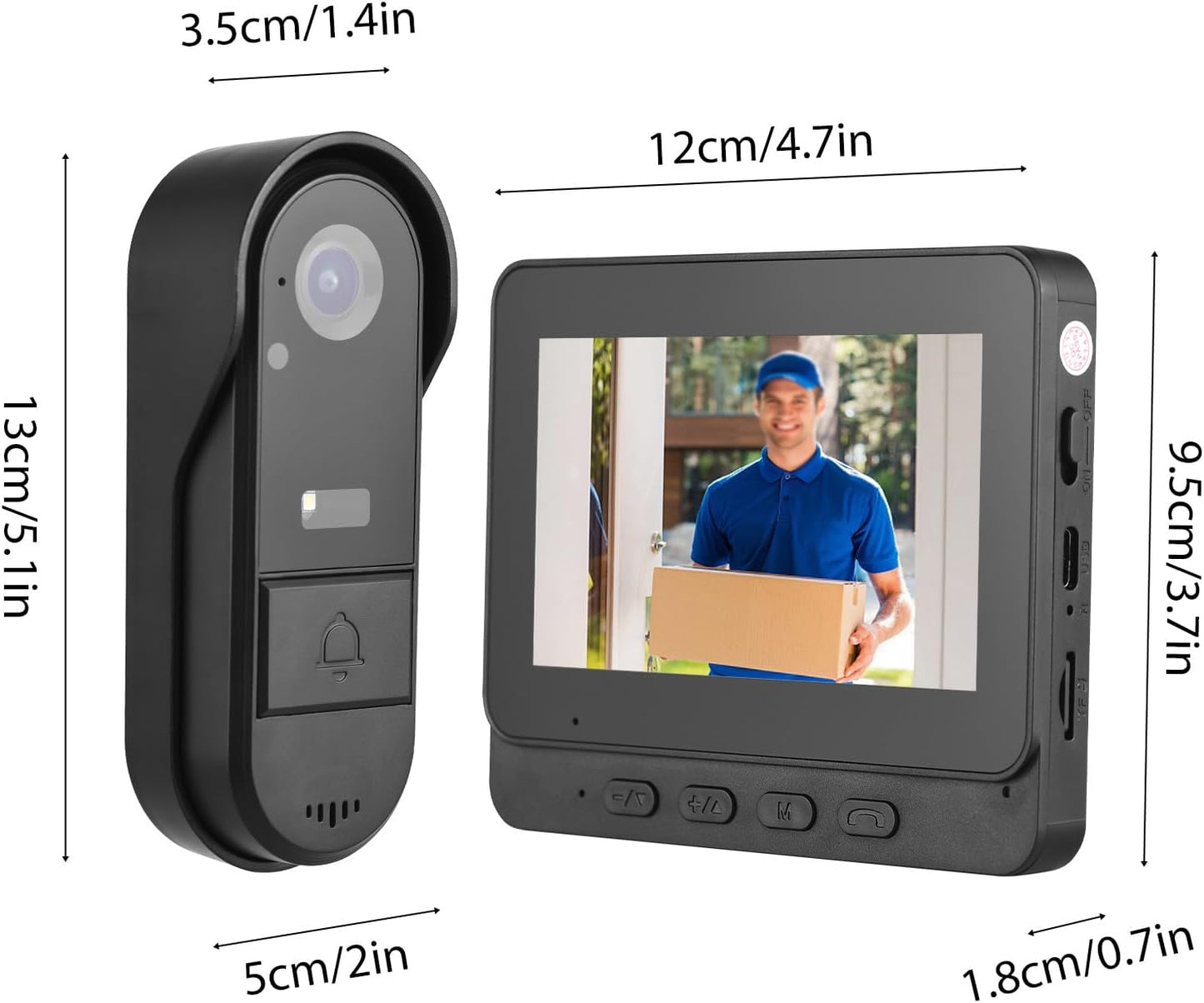 HD Night Vision Wireless Doorbell with Intercom and 4.3-Inch Display