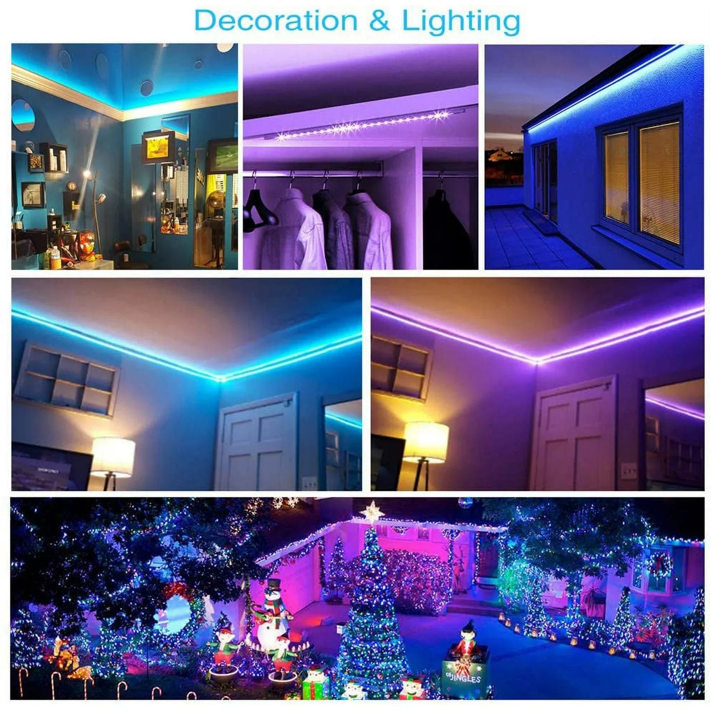 32.8ft LED Strip Light with 16 Colors and Infrared Remote Control
