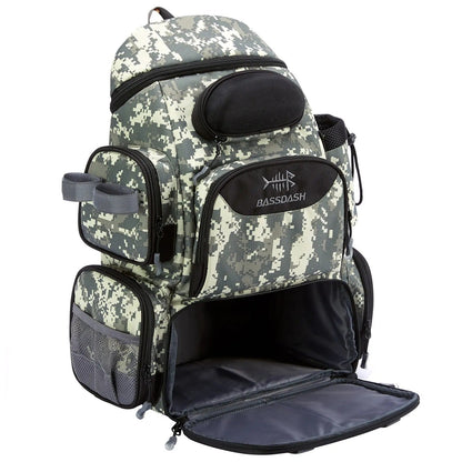 Fishing Gear Backpack - Waterproof Tackle Storage Bag with Rod Holder, Green, 15.7 x 7.9 x 19.7 in, for 3 Utility Boxes