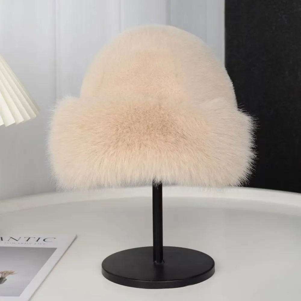 Faux Fur Bucket Hat for Women – Plush Winter Style, 58cm, 5 Colors