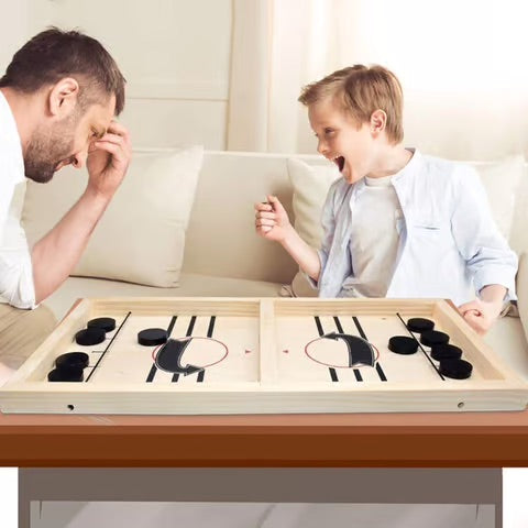 Engaging Two-Player Wooden Target Puck Game with 10 Pucks