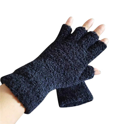 Adult Half-Finger Gloves with Coral Fleece Lining – Available in 6 Colors