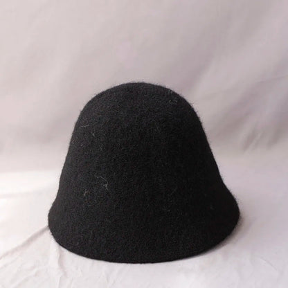 Foldable Vintage Fisherman Style Wool Bucket Hat for Women - Warm Cold Weather Accessory