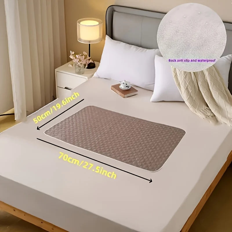 Reusable Waterproof Bed Pad with Non-Slip Backing - 4 Layers, 50x70cm or 70x90cm for Adults, Kids, and Pets