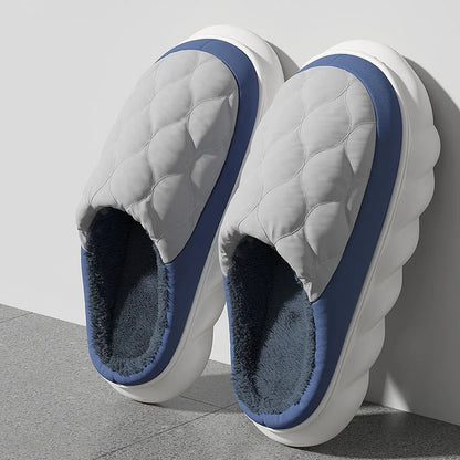 Men's Winter Slippers - Waterproof Plush House Shoes with Non-Slip Sole