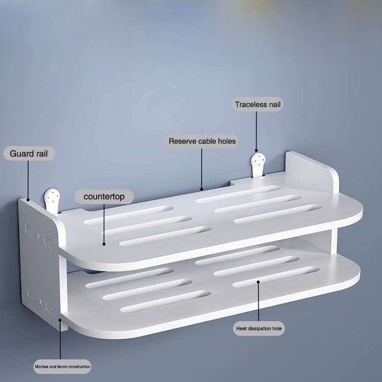Floating Wall-Mounted Shelf for WiFi Router, Modem, and Cable Storage