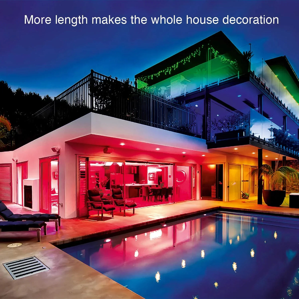 32.8ft LED Strip Light with 16 Colors and Infrared Remote Control