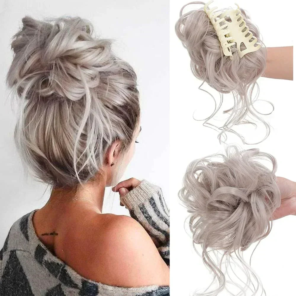 Curly Volume Synthetic Hair Extension - Clip-In Messy Bun Piece