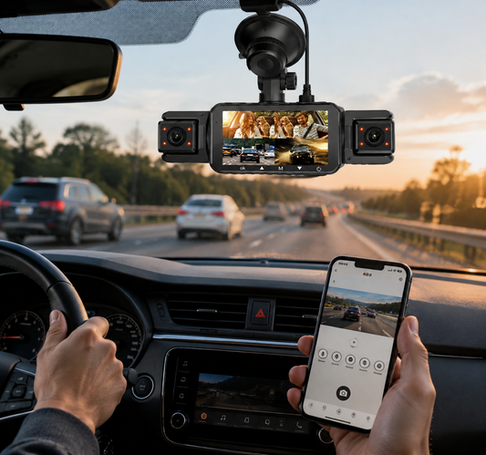 4 Channel Wireless Dashboard Camera Front & Rear with Night Vision and WiFi Control