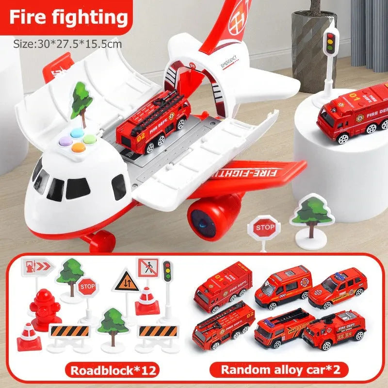Sky Adventure Playset with Friction-Driven Aircraft and Sound Effects, 20 Pieces