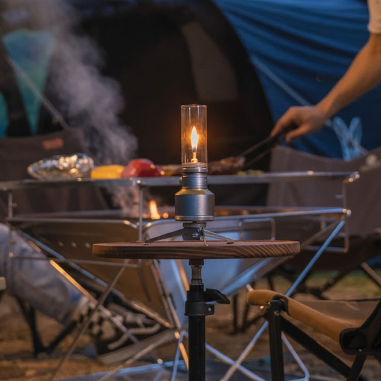 Versatile Camping Lantern with Flame Control and Sturdy Design