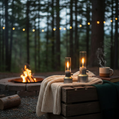 Versatile Camping Lantern with Flame Control and Sturdy Design