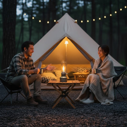 Versatile Camping Lantern with Flame Control and Sturdy Design
