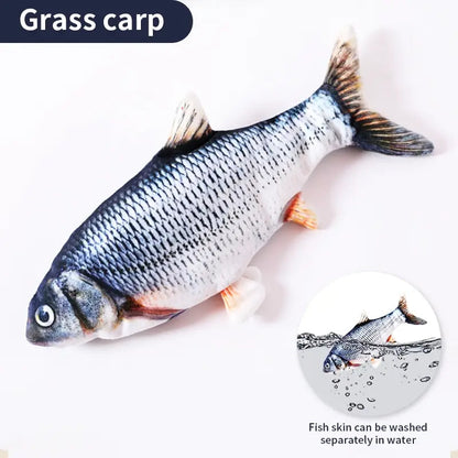 Rechargeable USB Interactive Cat Toy - Plush Kicking Fish in Carp and Salmon