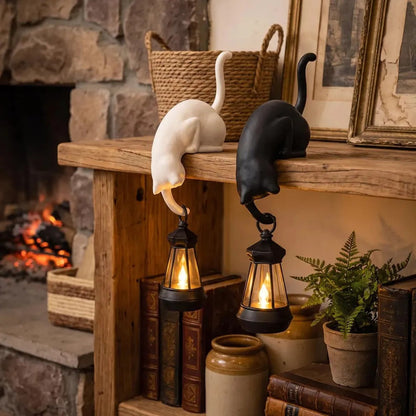 Hanging Cat Sculpture – Decorative Shelf Accent