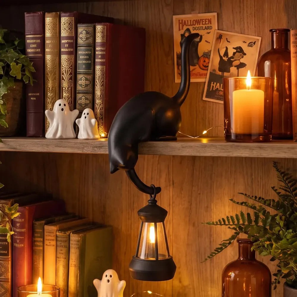 Hanging Cat Sculpture – Decorative Shelf Accent