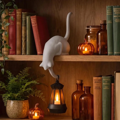 Hanging Cat Sculpture – Decorative Shelf Accent
