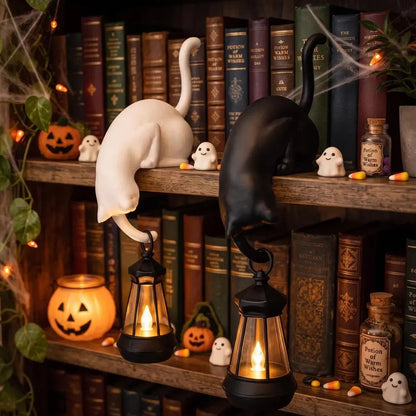 Hanging Cat Sculpture – Decorative Shelf Accent