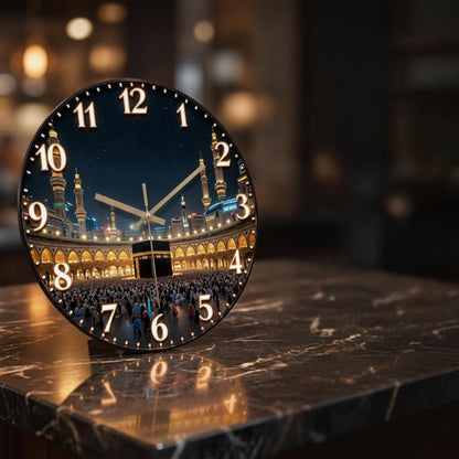 Wall Clock Featuring Mosque Landscape Design – Quiet Operation