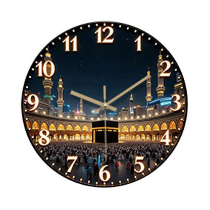 Wall Clock Featuring Mosque Landscape Design – Quiet Operation