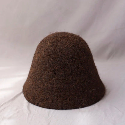 Foldable Vintage Fisherman Style Wool Bucket Hat for Women - Warm Cold Weather Accessory
