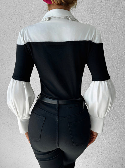 Classic Long Sleeve Polo with Stylish Edge Details