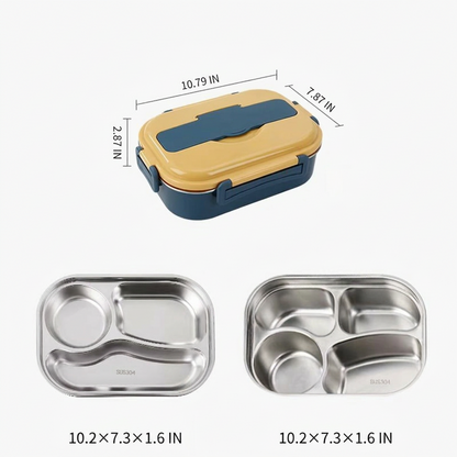 Divided Stainless Steel Lunch Container with Snap Lid and Soup Bowl