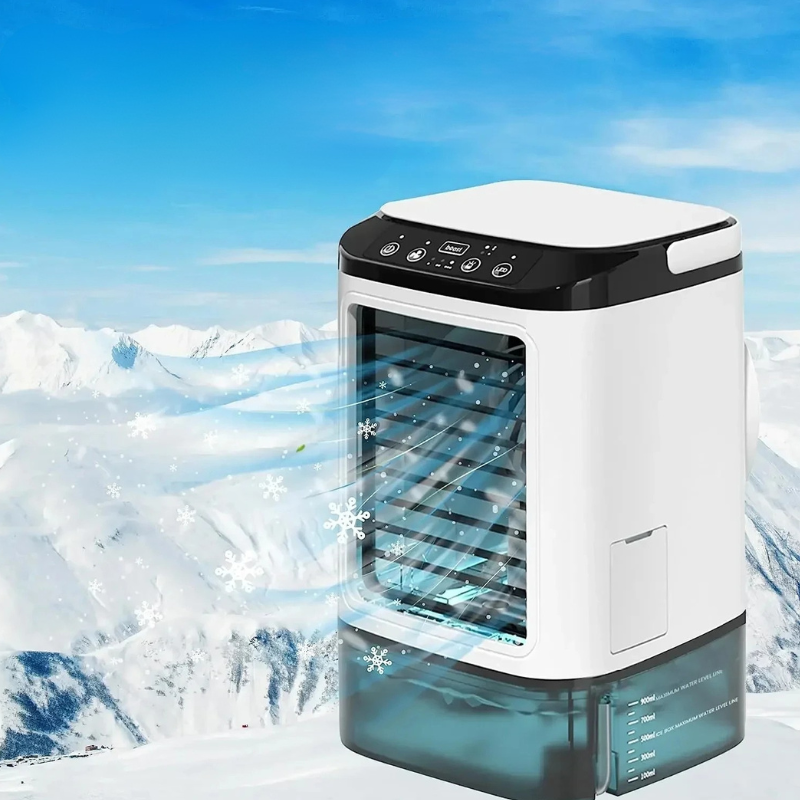 Compact Mist Cooling Device with Adjustable Airflow and LED Light