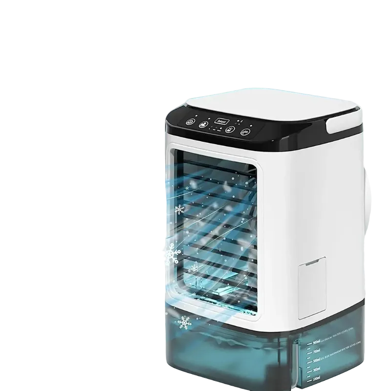 Compact Mist Cooling Device with Adjustable Airflow and LED Light