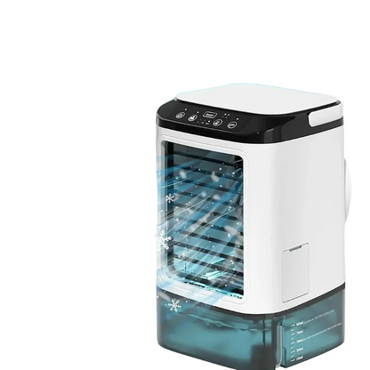 Compact Mist Cooling Device with Adjustable Airflow and LED Light