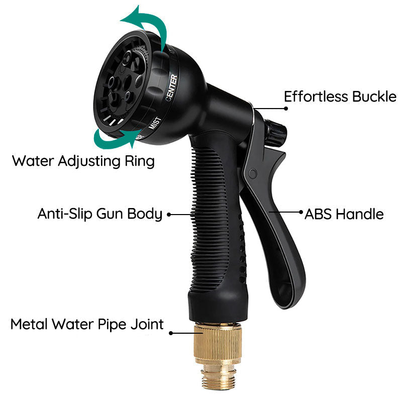 Flexible Water Hose with 8 Adjustable Spray Settings