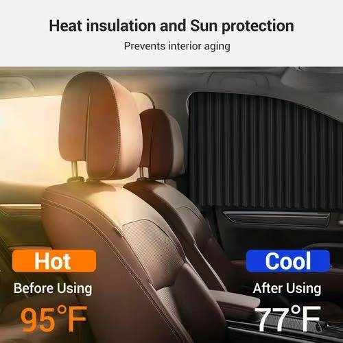 Easy-Install Car Window Shades with UV Defense and Sliding Mechanism