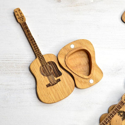 Custom Engraved Guitar Pick Holder with Display Stand & Picks