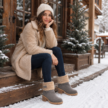 Leather Waterproof Ankle Boots for Women – Fur Cuff, Non-Skid Winter Footwear