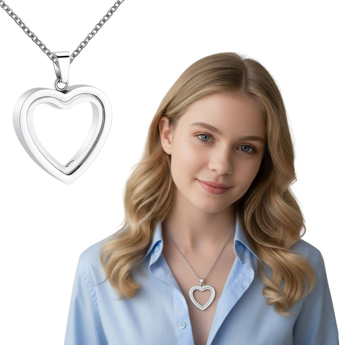 Stainless Steel Heart Necklace - Waterproof Memorial Jewelry for Ashes