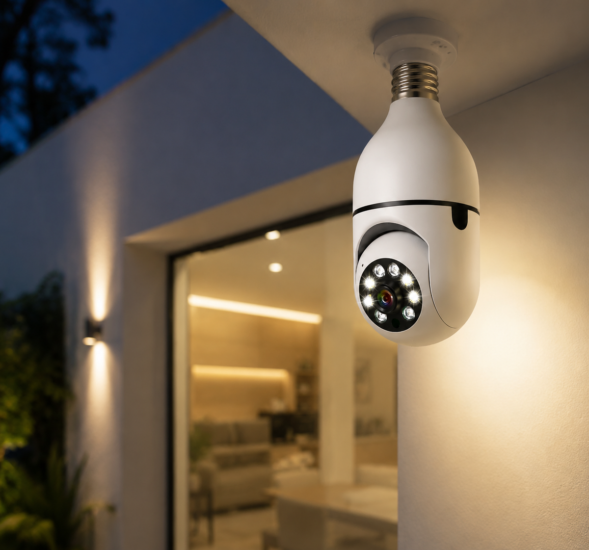 HD WiFi Security Camera Light Bulb with 355° Pan, Night Vision & Audio