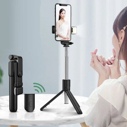 Extendable Wireless Selfie Stick with Tripod and Light