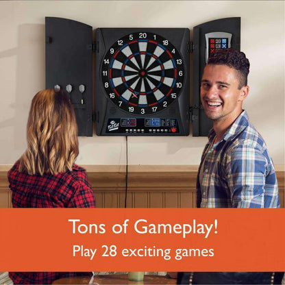 Compact Smart Dartboard with Built-in Storage and 28 Games