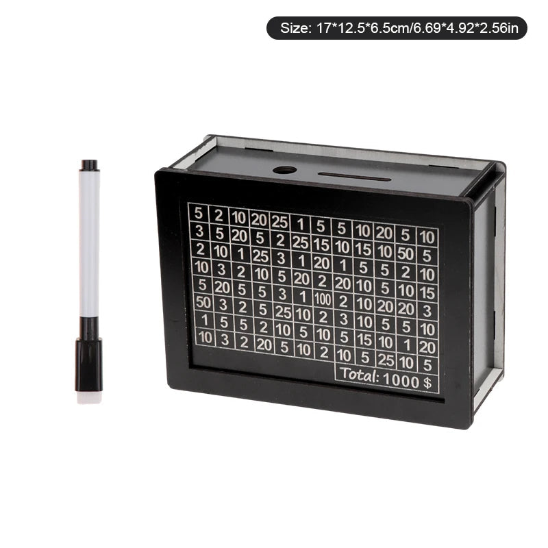 DIY Money Saving Box with Coin Counter for Adults – Wood Design, Goals: $1000, $2000, or $5000