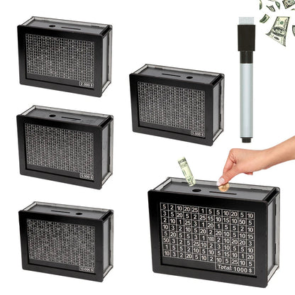 DIY Money Saving Box with Coin Counter for Adults – Wood Design, Goals: $1000, $2000, or $5000