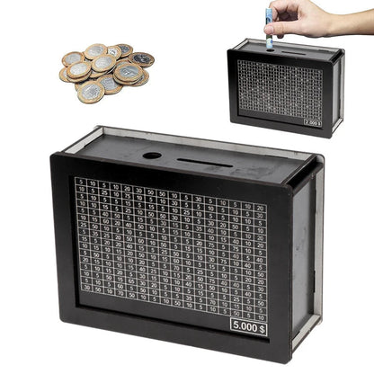 DIY Money Saving Box with Coin Counter for Adults – Wood Design, Goals: $1000, $2000, or $5000