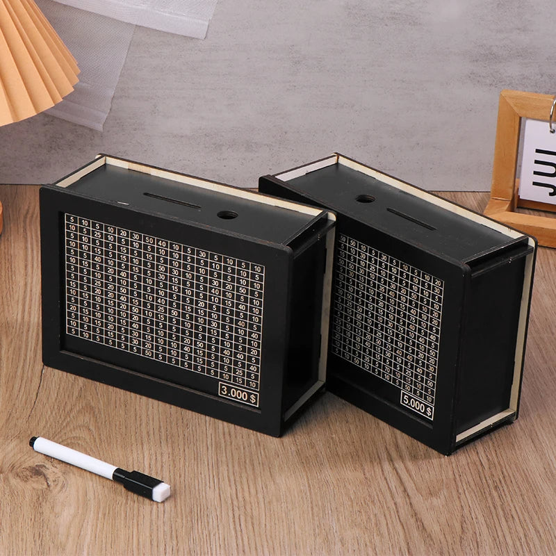 DIY Money Saving Box with Coin Counter for Adults – Wood Design, Goals: $1000, $2000, or $5000