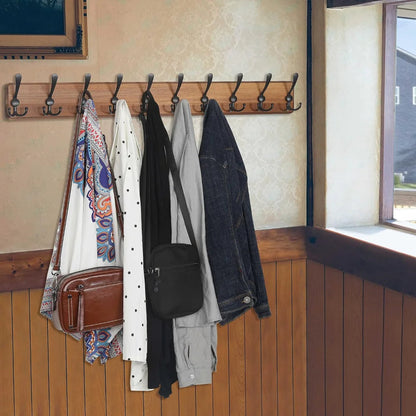 38-Inch Wooden Coat Stand with 10 Hooks and 30 Hanging Spaces