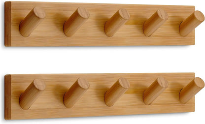 Entryway and Mudroom Hook Rail with 5 Large 1-Inch Hooks, 40 lb Capacity
