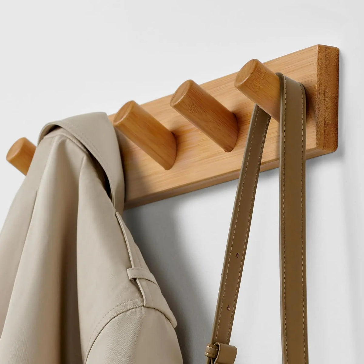 Entryway and Mudroom Hook Rail with 5 Large 1-Inch Hooks, 40 lb Capacity