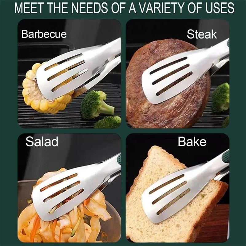 Lightweight Kitchen Tongs in Stainless Steel with Scalloped Grip