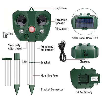 Eco-Friendly Bird Deterrent with Solar Power and Adjustable Features