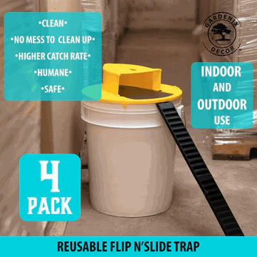 Innovative Rodent Capture Bucket Lid with Auto-Reset Feature, 4-Pack